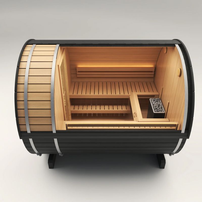PlusLife 6-8 Person Meridian Barrel Outdoor Traditional Sauna Standard Model Top view