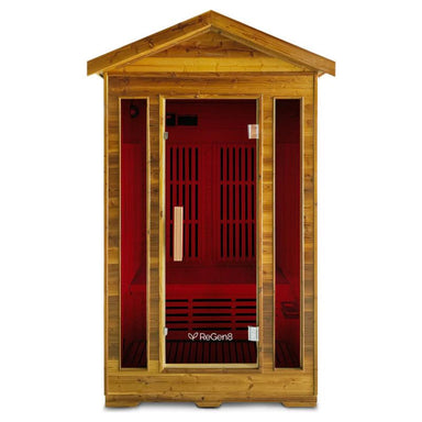 ReGen8 Duo 2 Person Outdoor Infrared Sauna in Natural Colour Front View