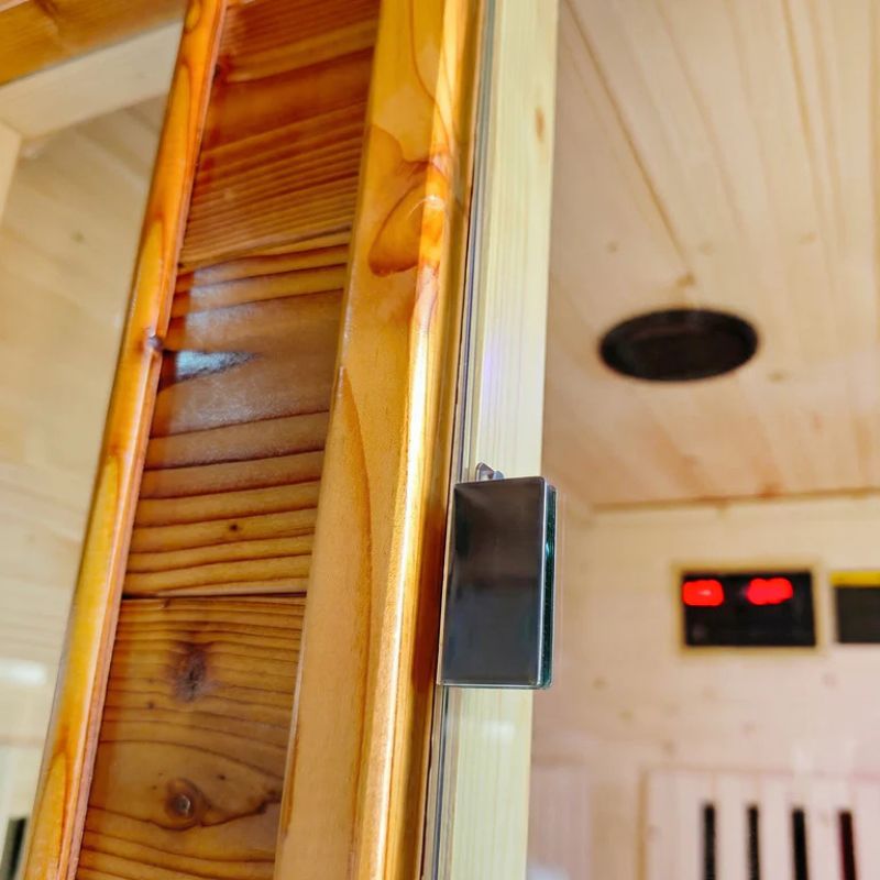 ReGen8 Duo 2 Person Outdoor Infrared Sauna in Natural Colour Door Lock  Look