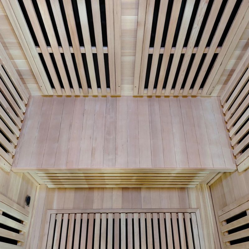 ReGen8 Duo 2 Person White Indoor Infrared Sauna Bench Inside Top View