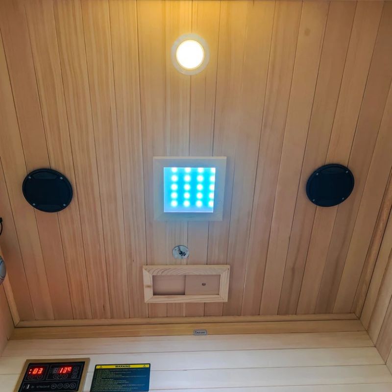 ReGen8 Duo 2 Person White Indoor Infrared Sauna Lights Inside Look When Turned On