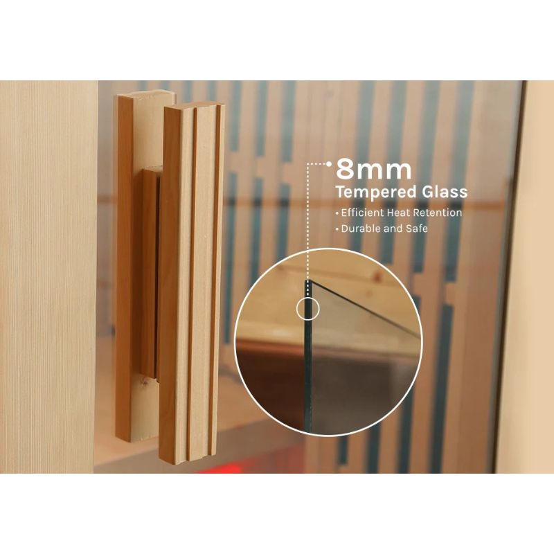 ReGen8 Duo 2 Person White Indoor Infrared Sauna 8mm Tempered Glass Door Look