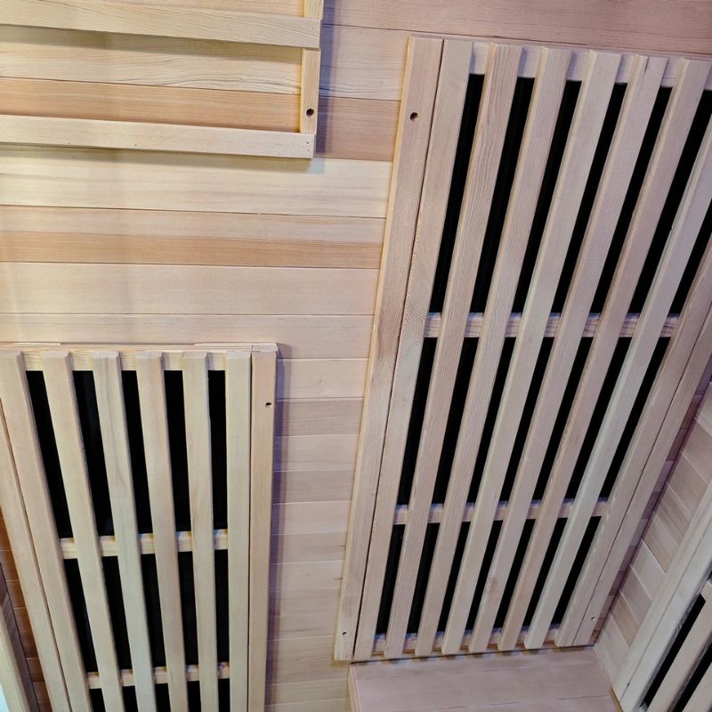 ReGen8 Duo 2 Person White Indoor Infrared Sauna Closer Lookk of Some Panels Inside