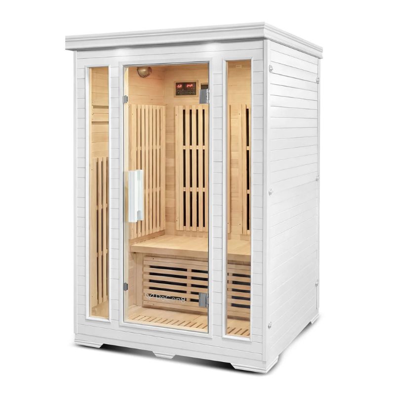 ReGen8 Duo 2 Person White Indoor Infrared Sauna in Right Side View
