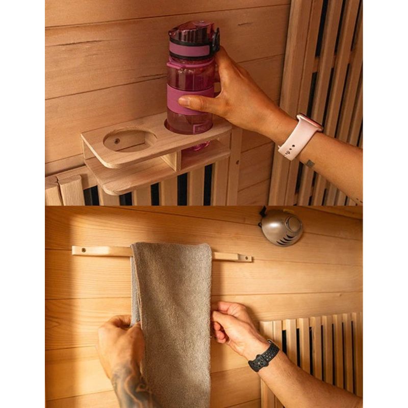 ReGen8 Duo 2 Person White Indoor Infrared Sauna Storage Inside Look