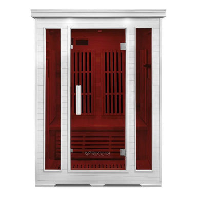 ReGen8 Duo 2 Person White Indoor Infrared Sauna Front View