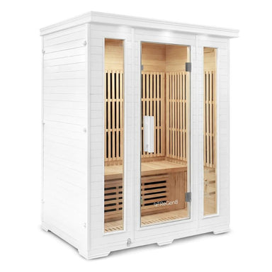 ReGen8 Trio 3 Person White Indoor Infrared Sauna in Left Side View