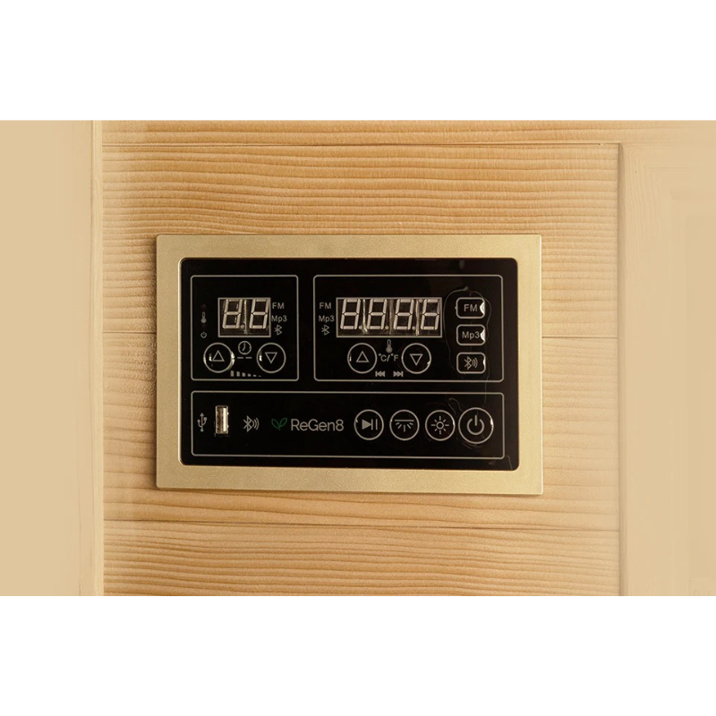 ReGen8 Duo 2 Person Outdoor Infrared Sauna Control Panel Look