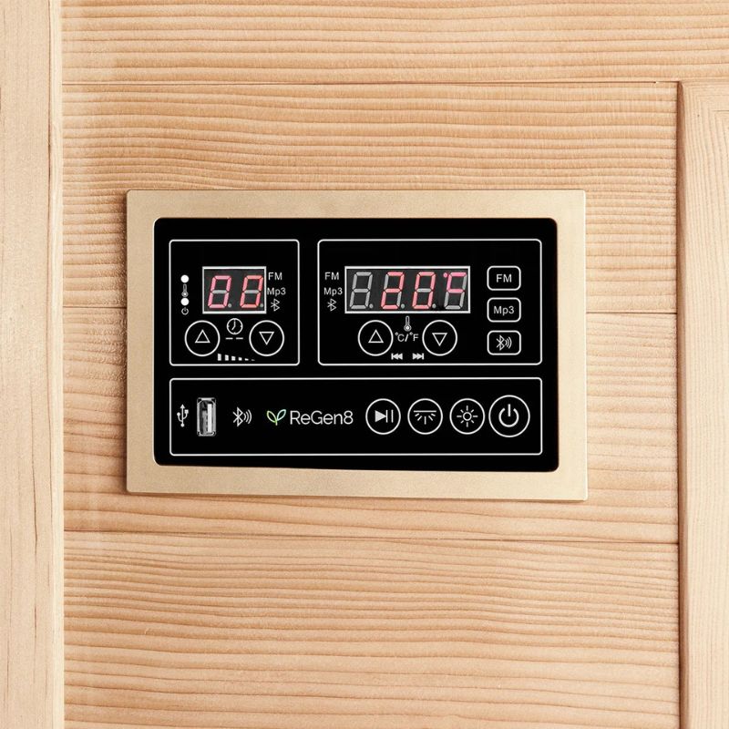 ReGen8 Duo Corner 2 Person Natural Infrared Sauna Look of the Control Panel
