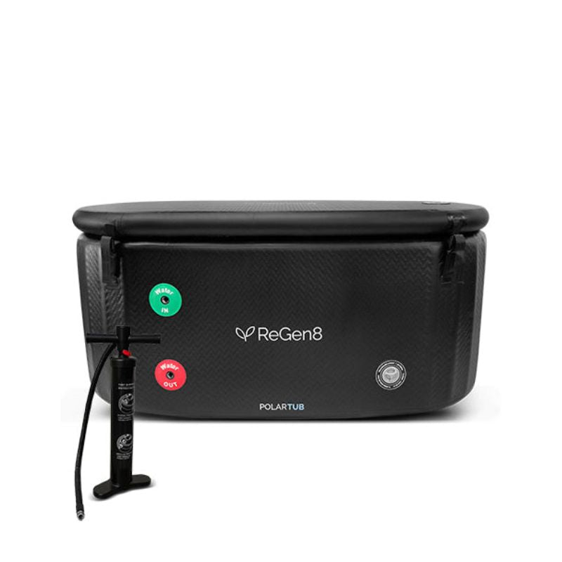ReGen8 PolarTub Cold Plunge Portable Ice Bath in Black Colour with Pump Back Front View
