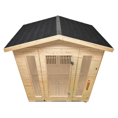 ReGen8 Quadro 4 Person Outdoor Infrared Sauna Front Top View Lights Off