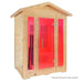 ReGen8 Trio 3 Person Outdoor Infrared Sauna with Red Light Theraphy Panel Inside Look when Turned On