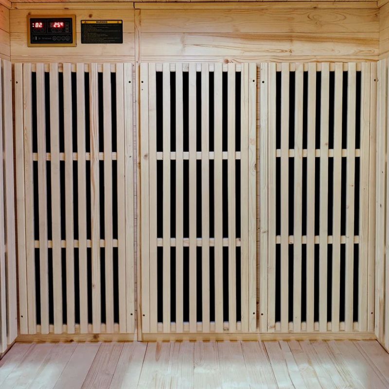 ReGen8 Trio 3 Person Outdoor Infrared Sauna Wood Material Inside Look