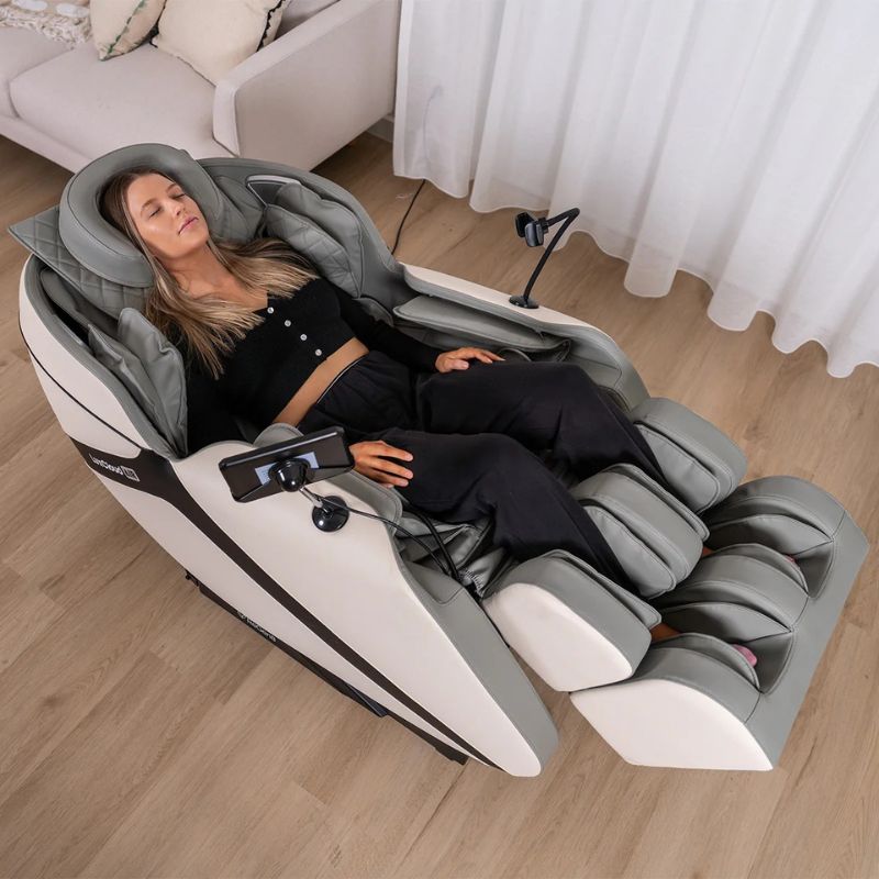 Regen8 LuxCloud Air Zero Gravity Heated Massage Chair With Woman Using Front Top View