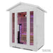 Regen8 Trio 3 Person White Outdoor Infrared Sauna Right Side with Red Light Panel Inside