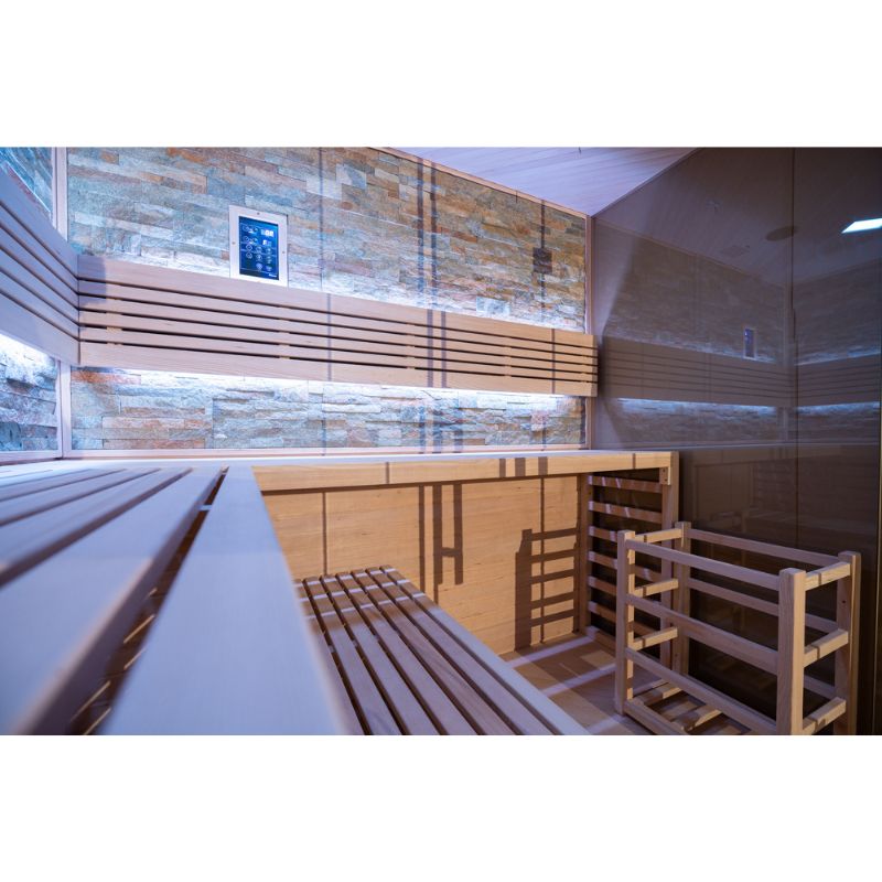 Whyric Ignis 8 Person Infrared Sauna Inside Look with Control Display