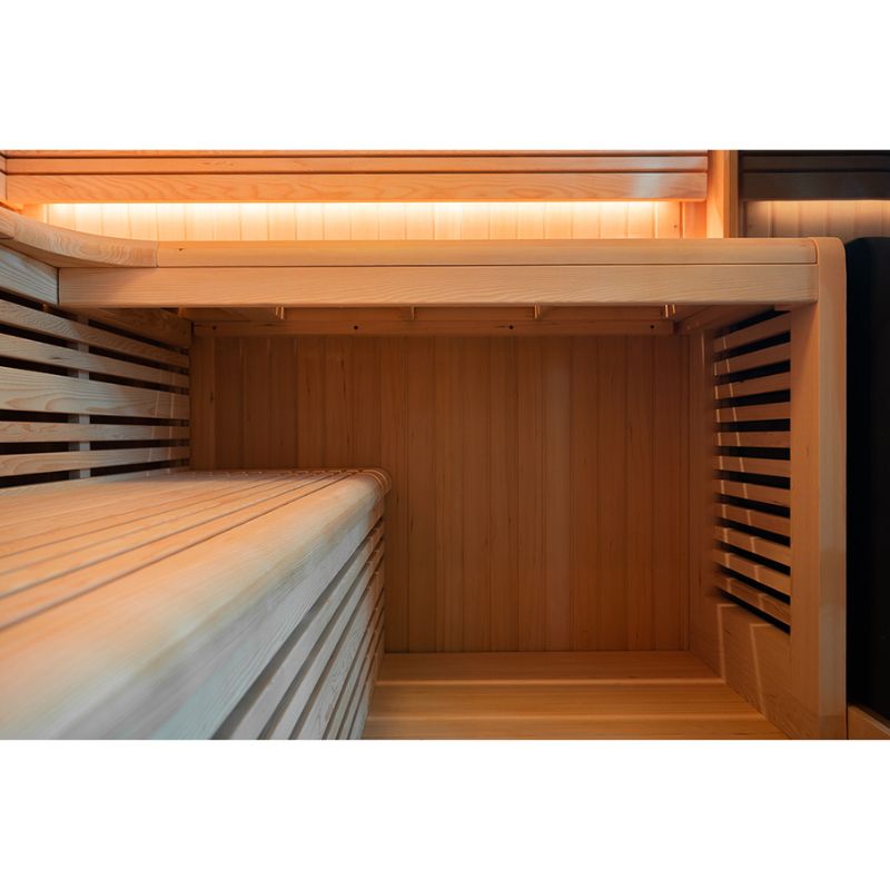 Whyric Terra 6 Person Traditional Sauna Closer Look of the bench inside