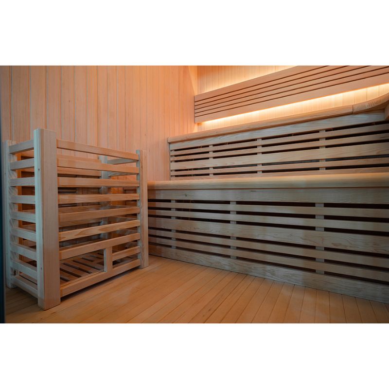 Whyric Terra 6 Person Traditional Sauna look of the benches and heater holder