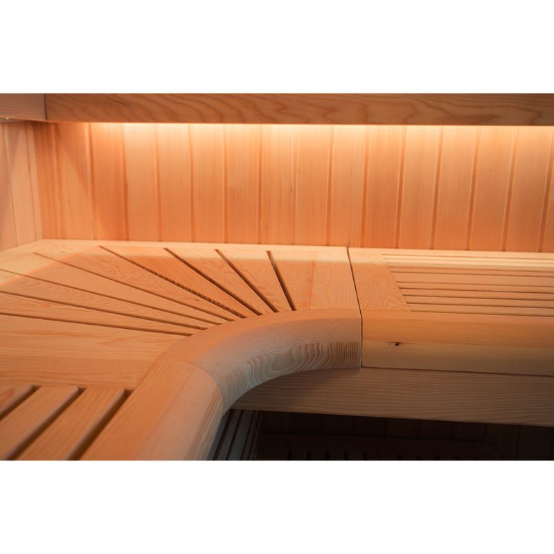 Whyric Terra 6 Person Traditional Sauna Closer Look of the Bench Material