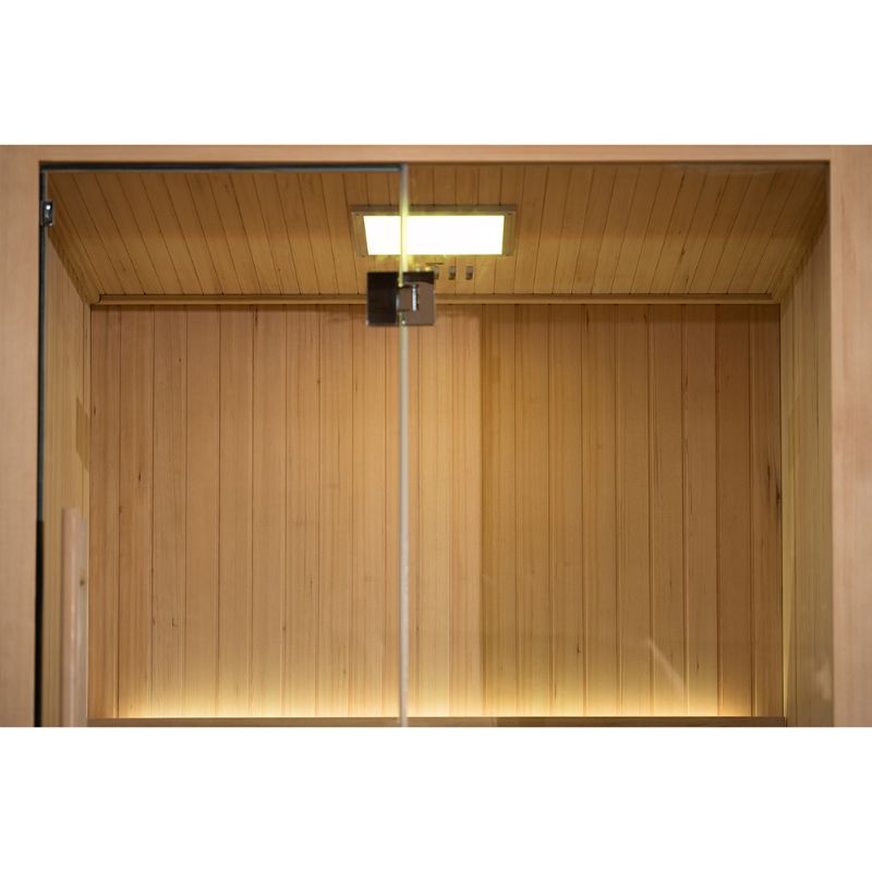 Whyric Vanta 4 Person Traditional Sauna Ceiling Look with Light On