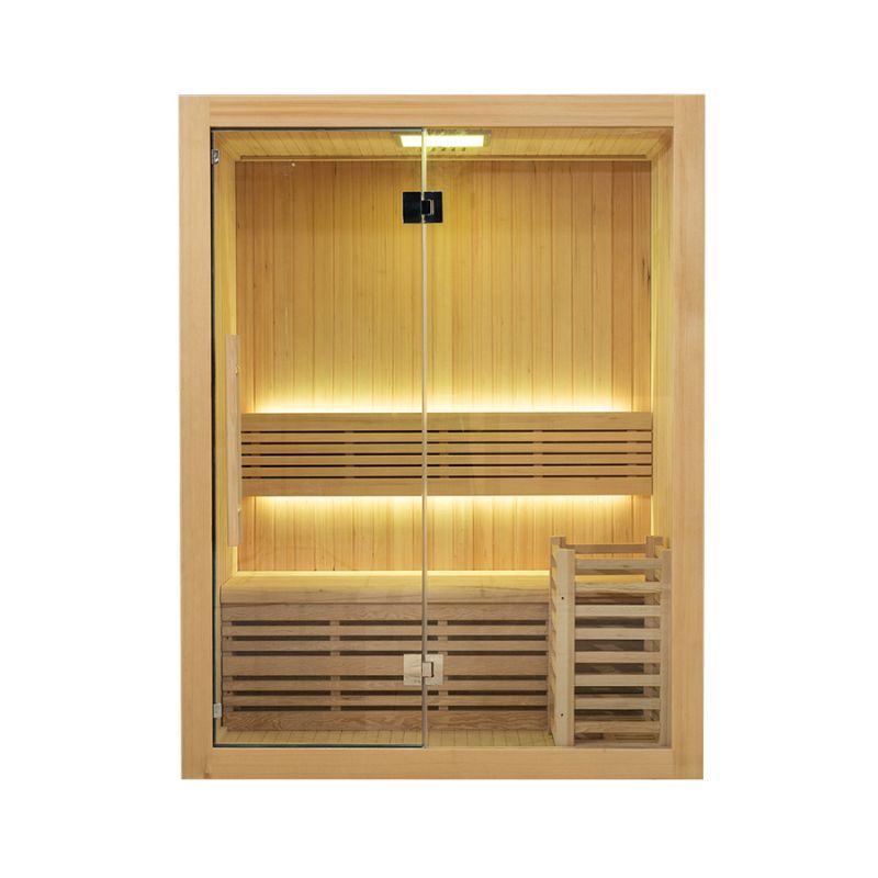 Whyric Vanta 4 Person Traditional Sauna Front Complete Look with Light On Yellow LED 