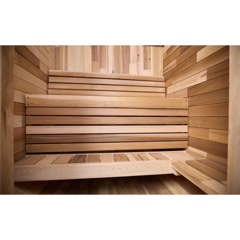 Whyric Wellness 1 Person Mini Traditional Sauna Look of the Benches Inside