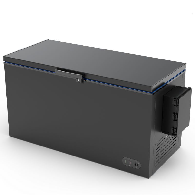 best chest freezer for cold plunge in black colour side view look when lid is close